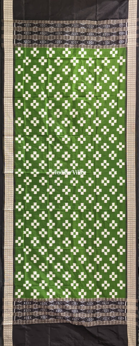 Moss Green Pasapali Theme Pure Sambalpuri Silk Dupatta