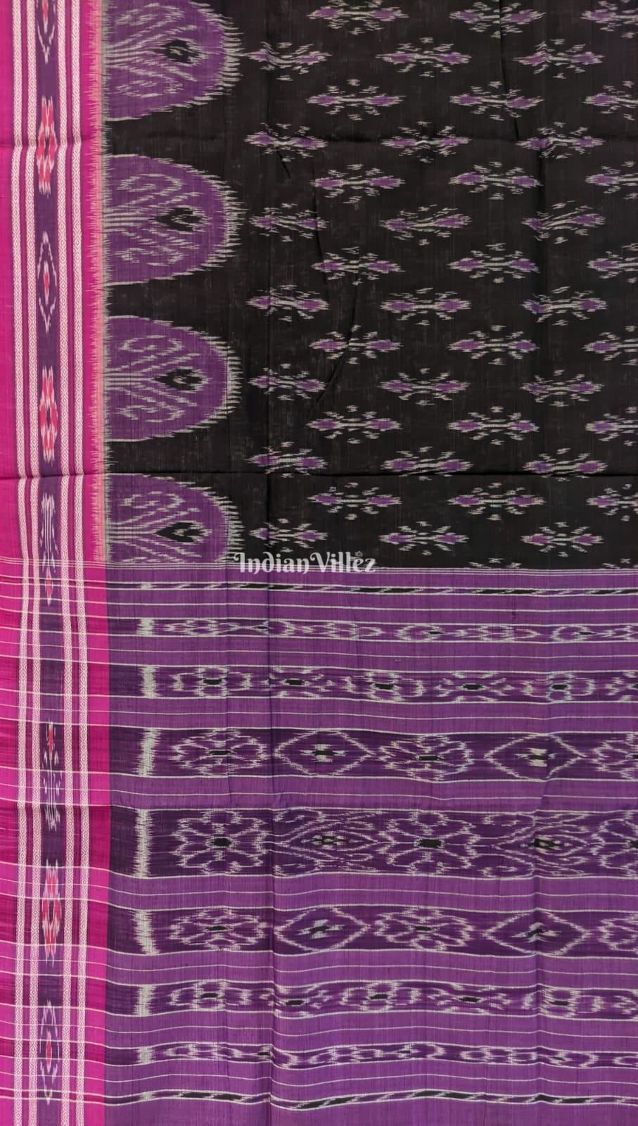 Black Purple Maniabandha Odisha Ikat Cotton Saree