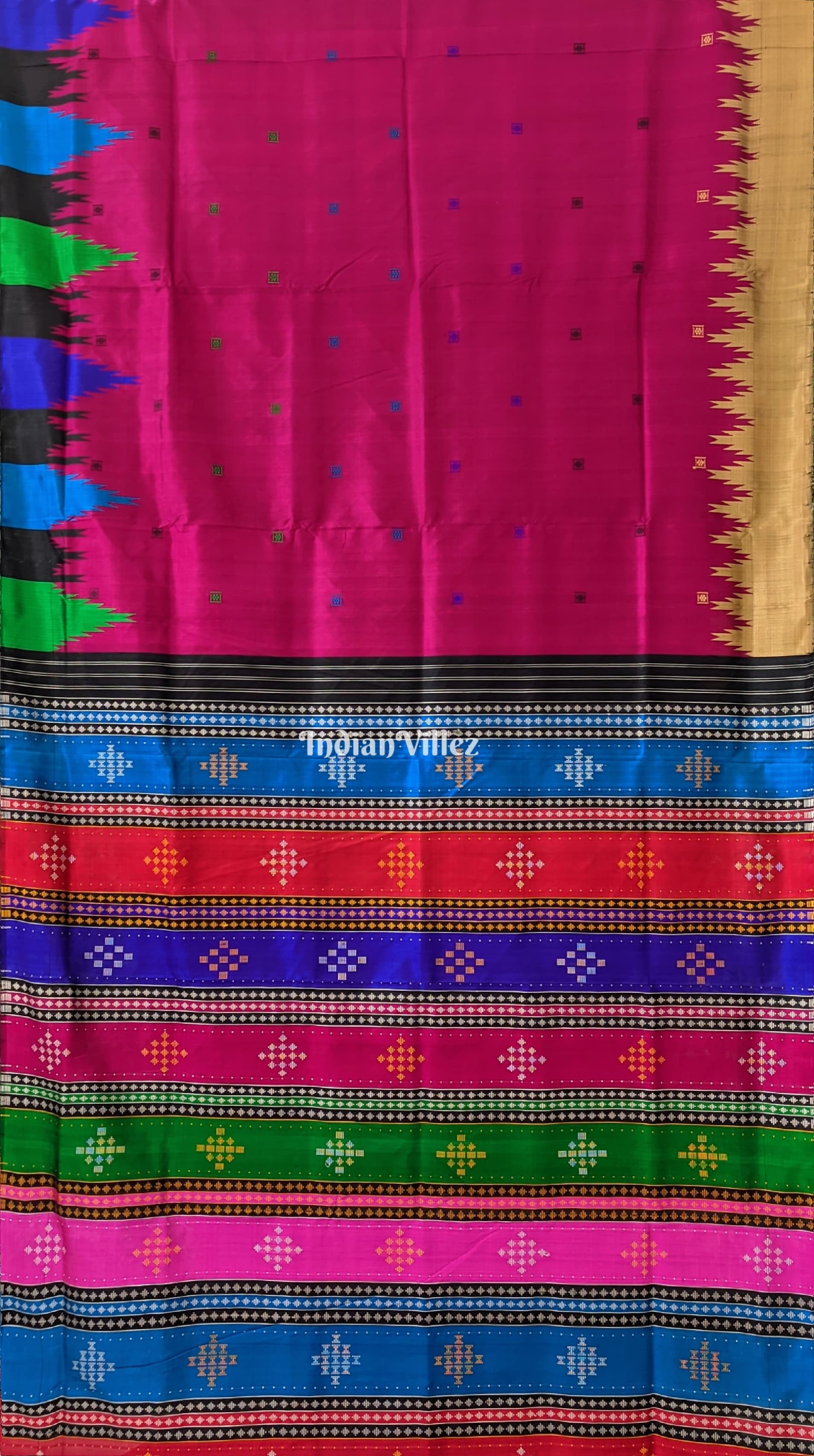 Rani Double Pallu Phoda Kumbha Berhampuri Silk Saree