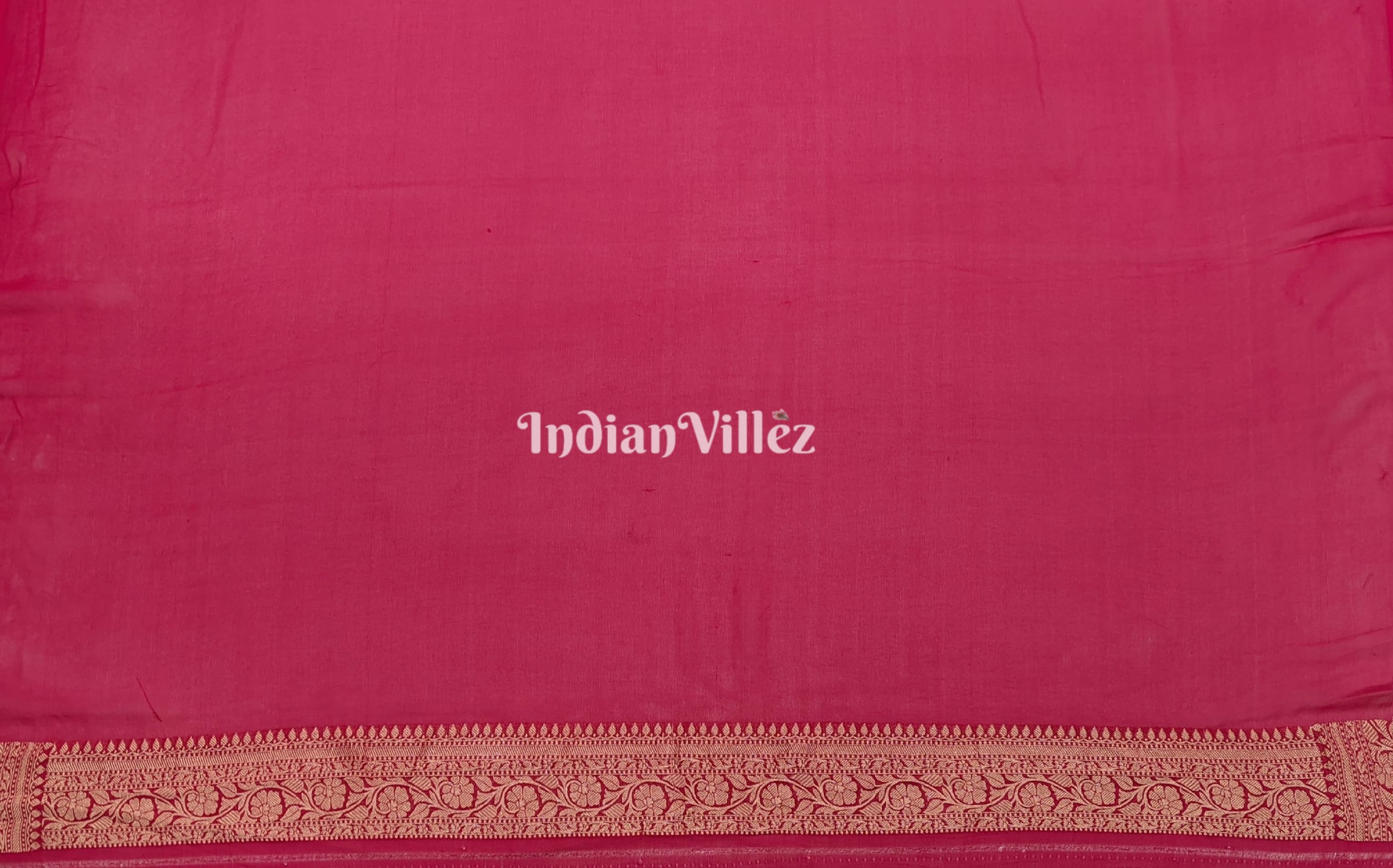 Rani Pink Pure Georgette Banarasi Silk Saree