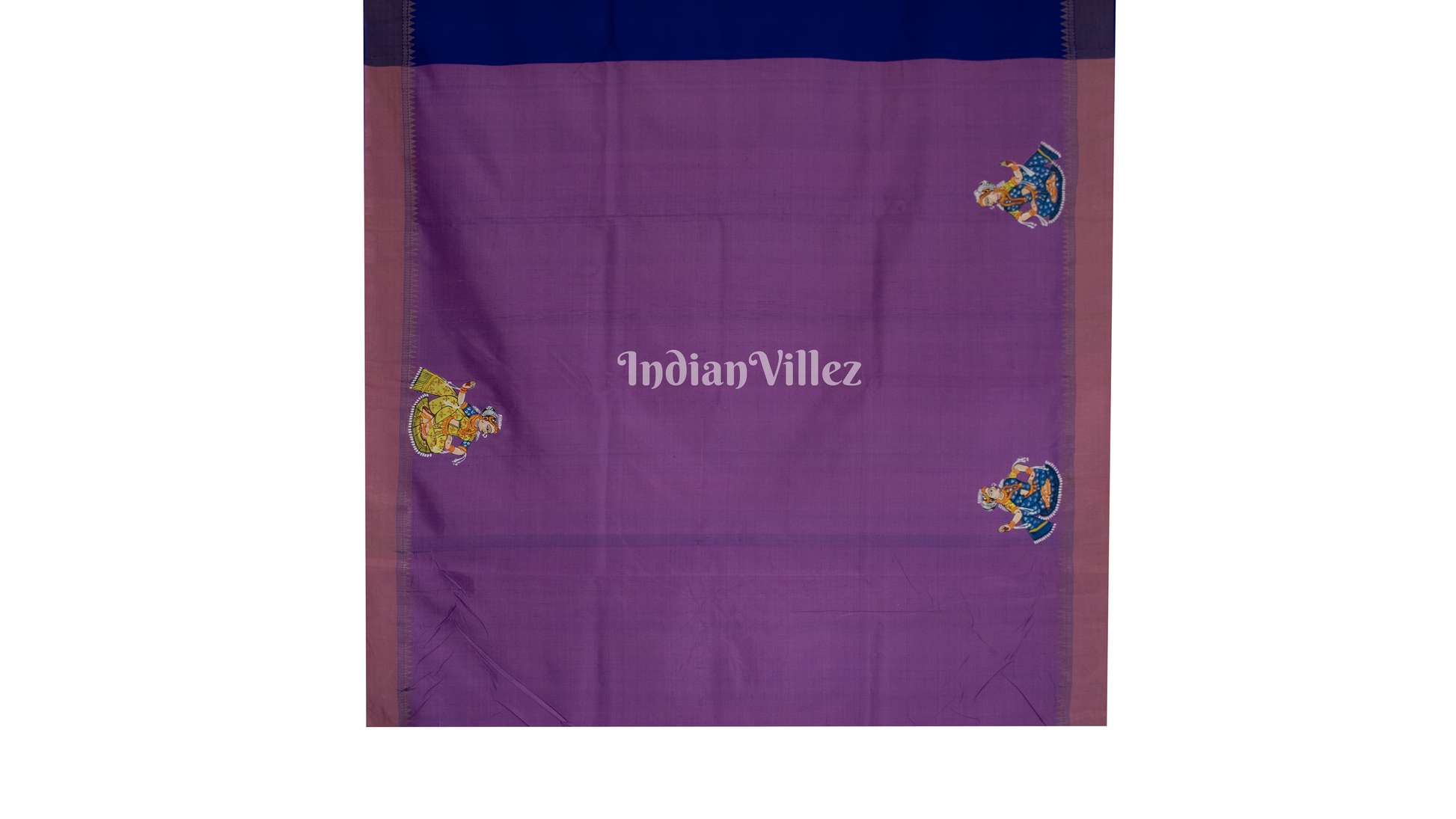 Blue Sita Vivah Hand-painted Pattachitra Silk Saree