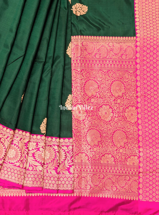 Forest Green Rani Banarasi Katan Silk Saree