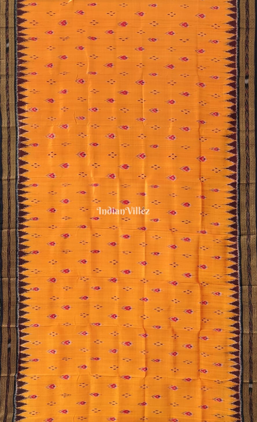 Yellow Mayur Chandrika Khandua Silk Saree