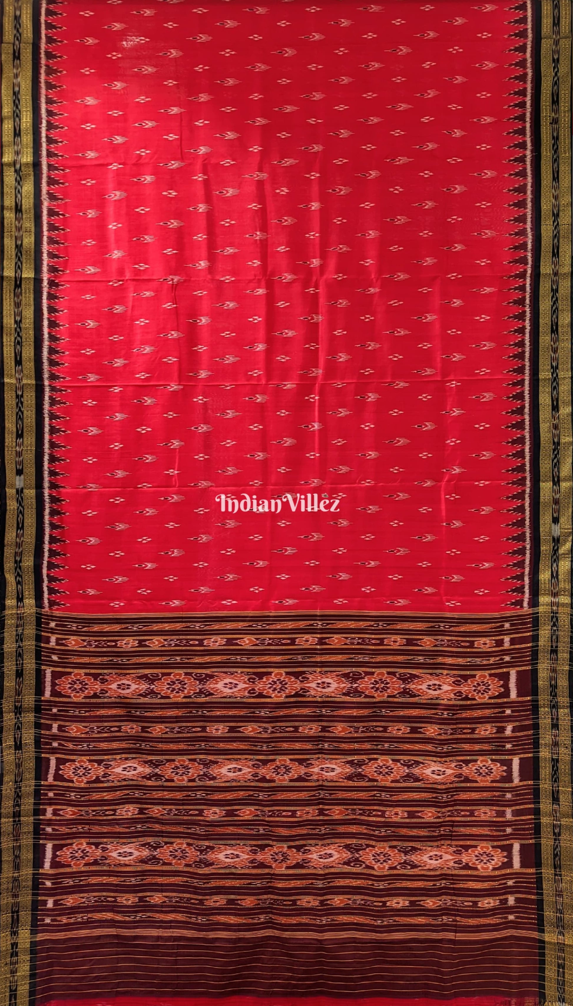 Red Mayur Chandrika Khandua Silk Saree