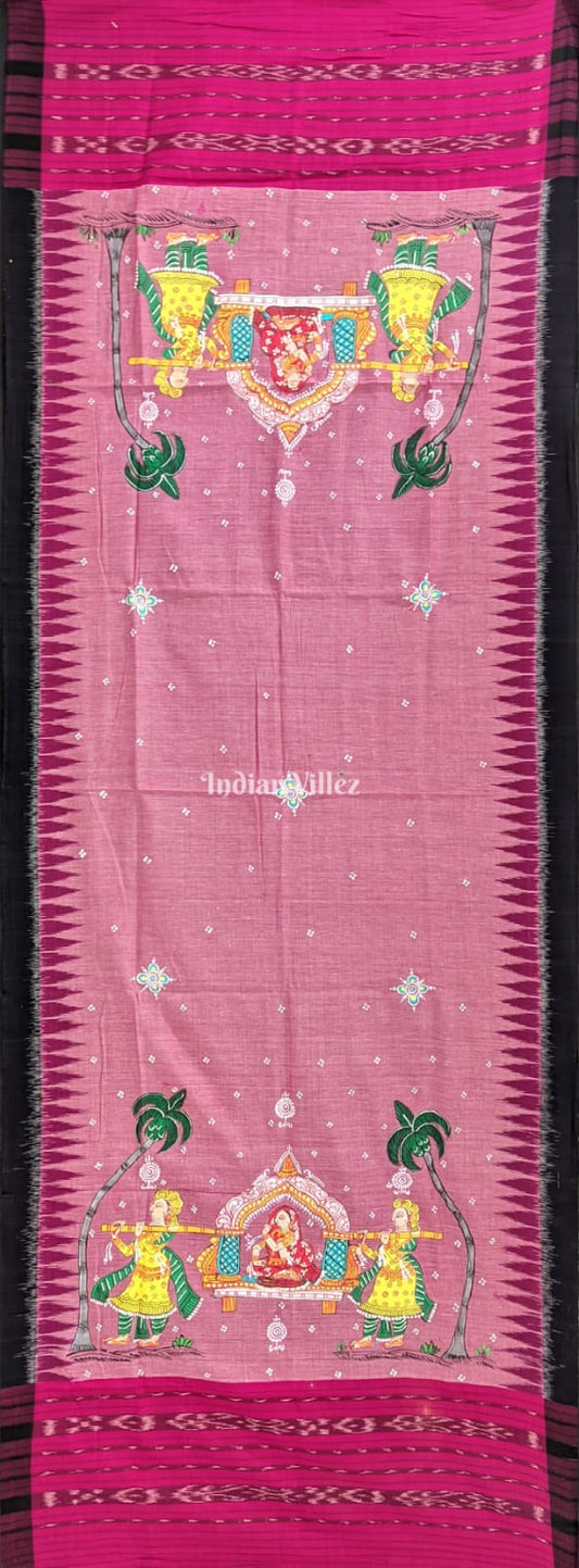 Rose Pink Doli Cotton Pattachitra Dupatta