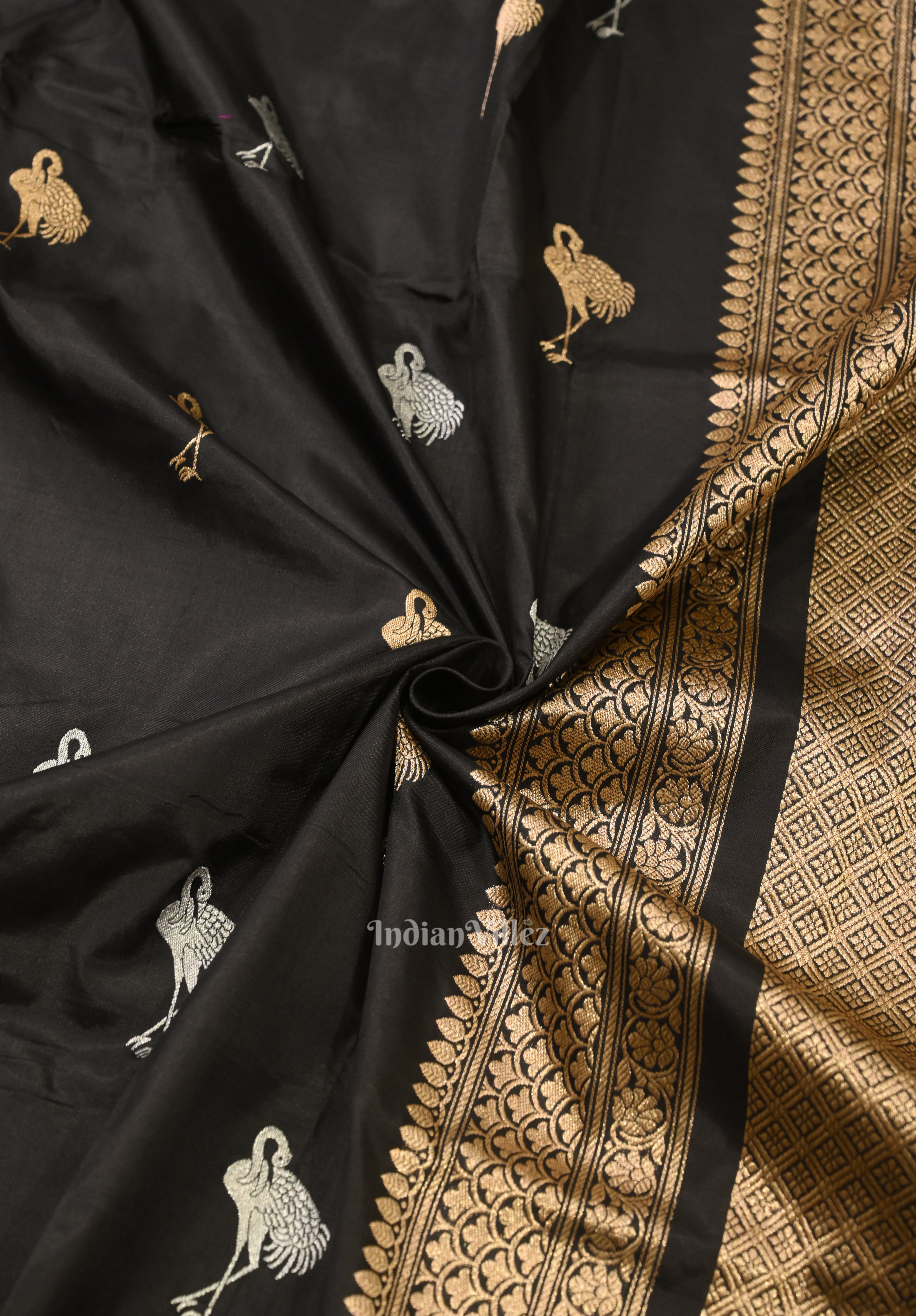 Black Designer Pure Banarasi Katan Silk Saree