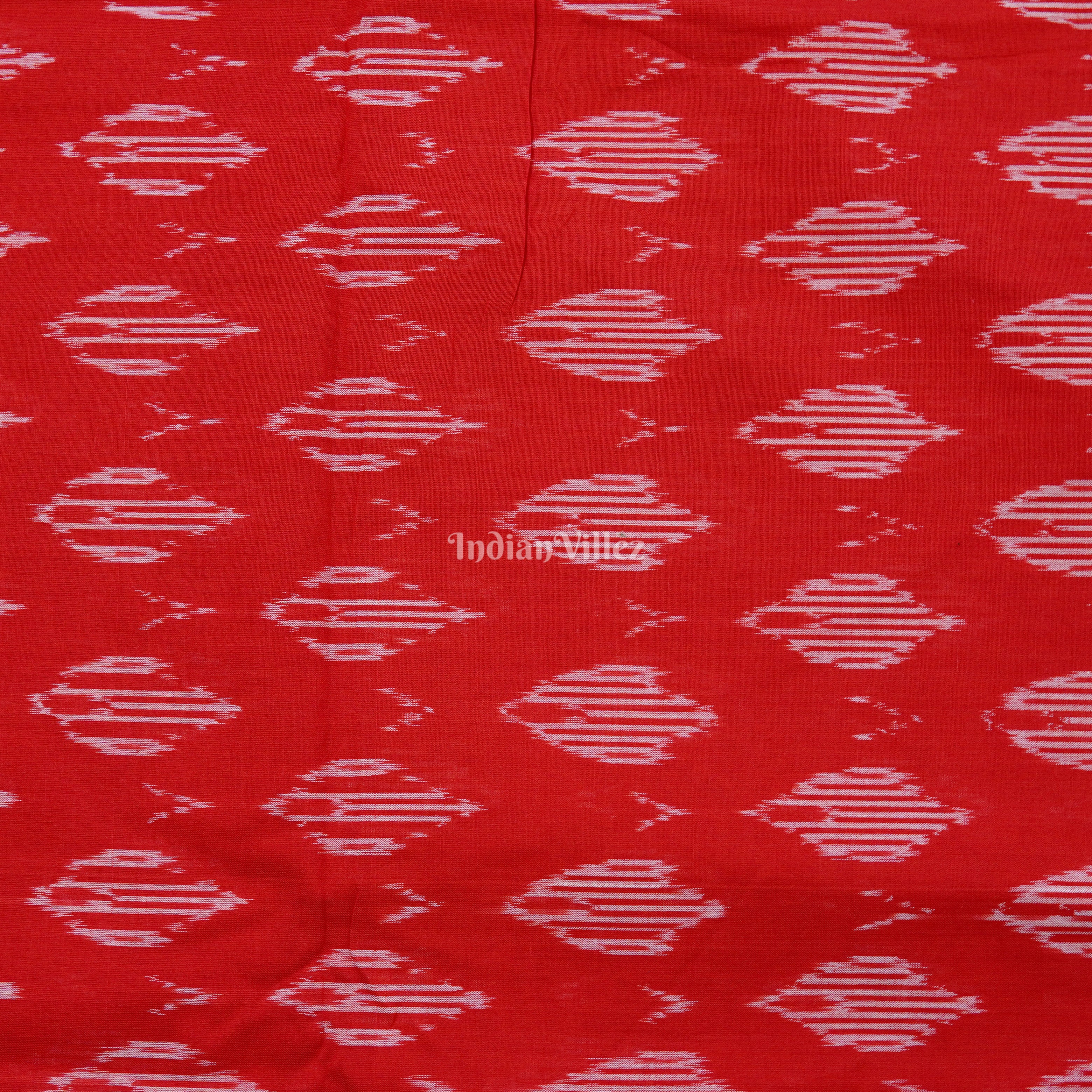 Red Handwoven Pochampally Ikat Cotton Fabric