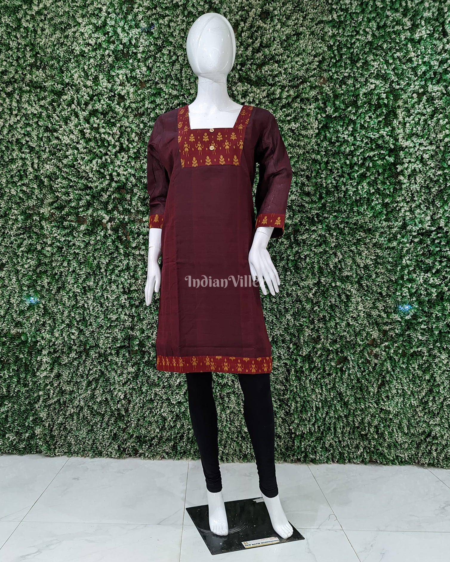 Maroon Odisha Ikat Designer Cotton Kurti