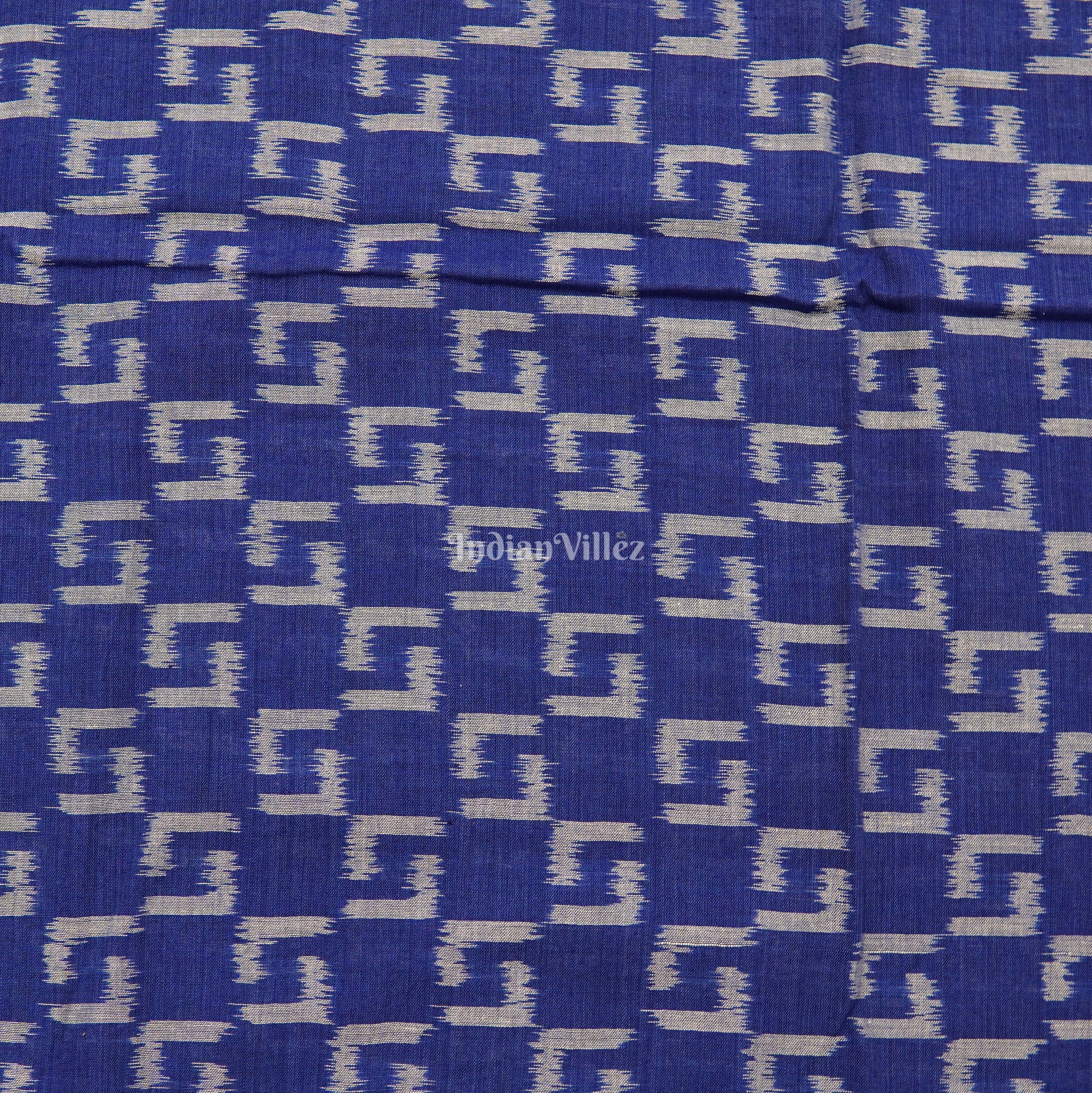 Blue Box Theme Sambalpuri Ikat Cotton Fabric