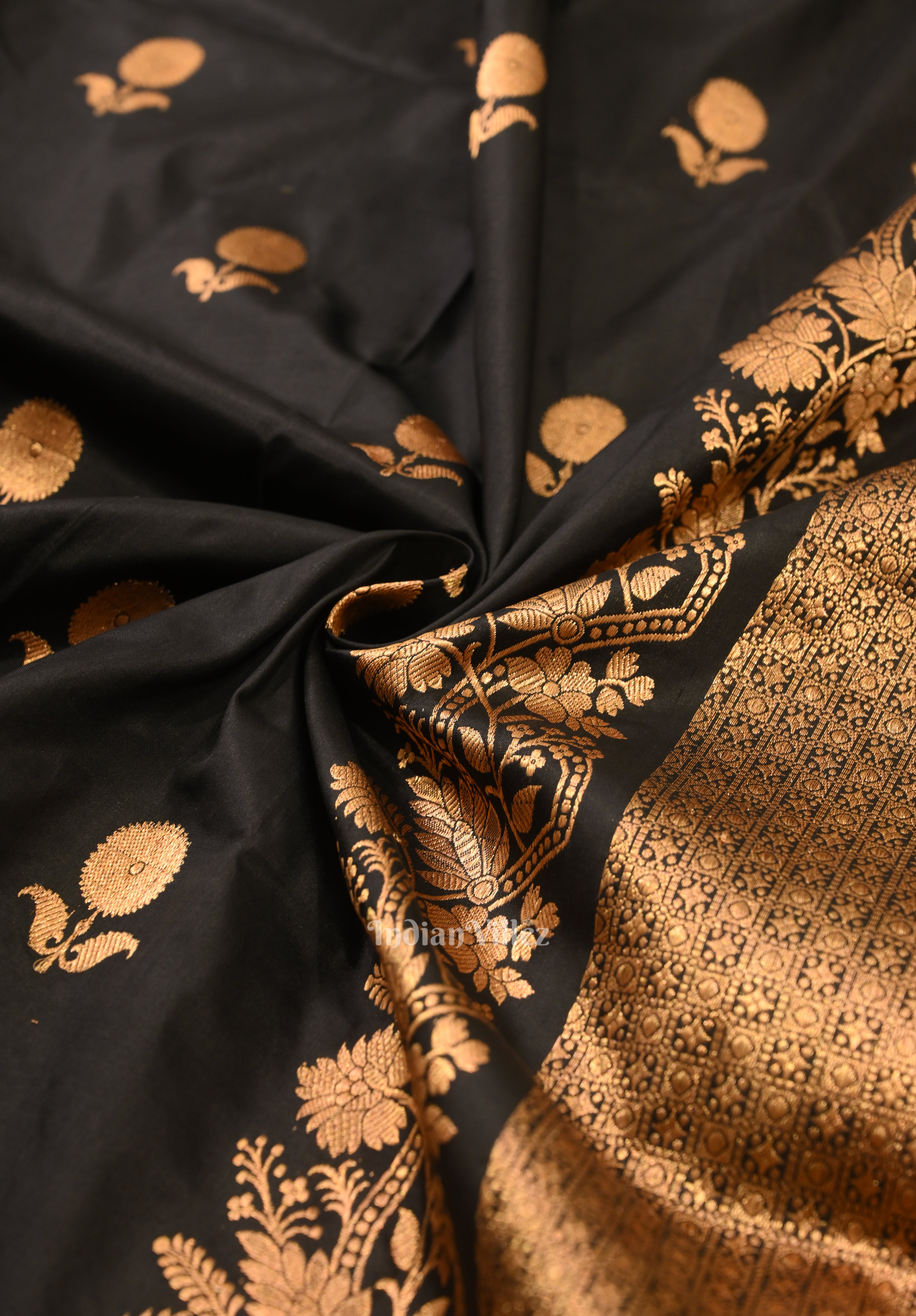 Black Designer Katan Banarasi Silk Saree