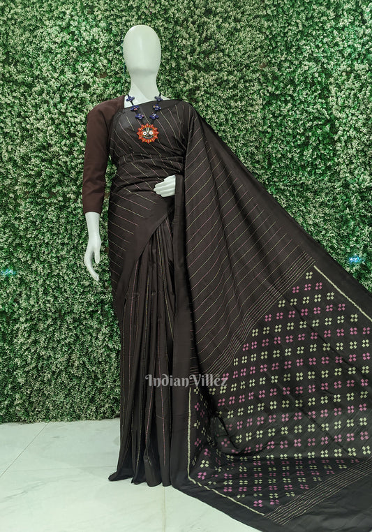 Black Jhoti Theme Contemporary Handloom Silk Saree