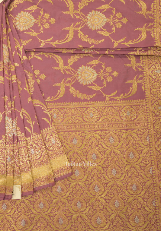 Rose Pink Meenakari Banarasi Katan Silk Saree