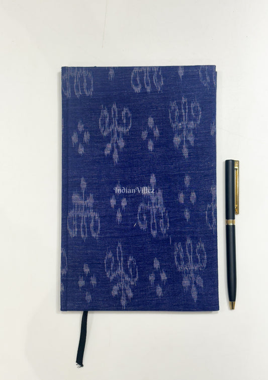 Blue Handmade Ikat Woven Cotton Fabric Cover Diary