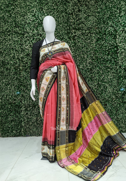 Pink Odisha Ikat Contemporary Kathiphera Khandua Silk Saree