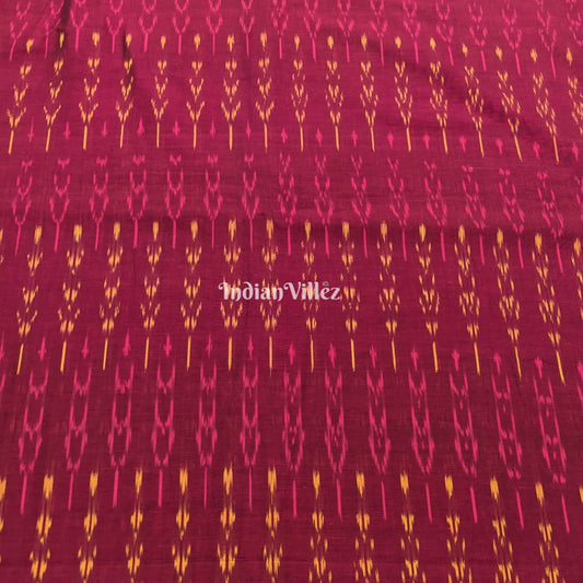 Maroon Pochampally Ikat Cotton Fabric