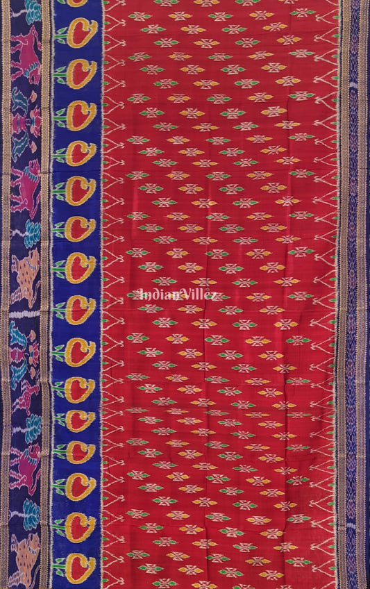 Red Odisha Ikat Khandua Silk Saree