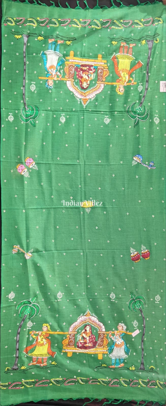 Green Doli Tussar Pattachitra Dupatta