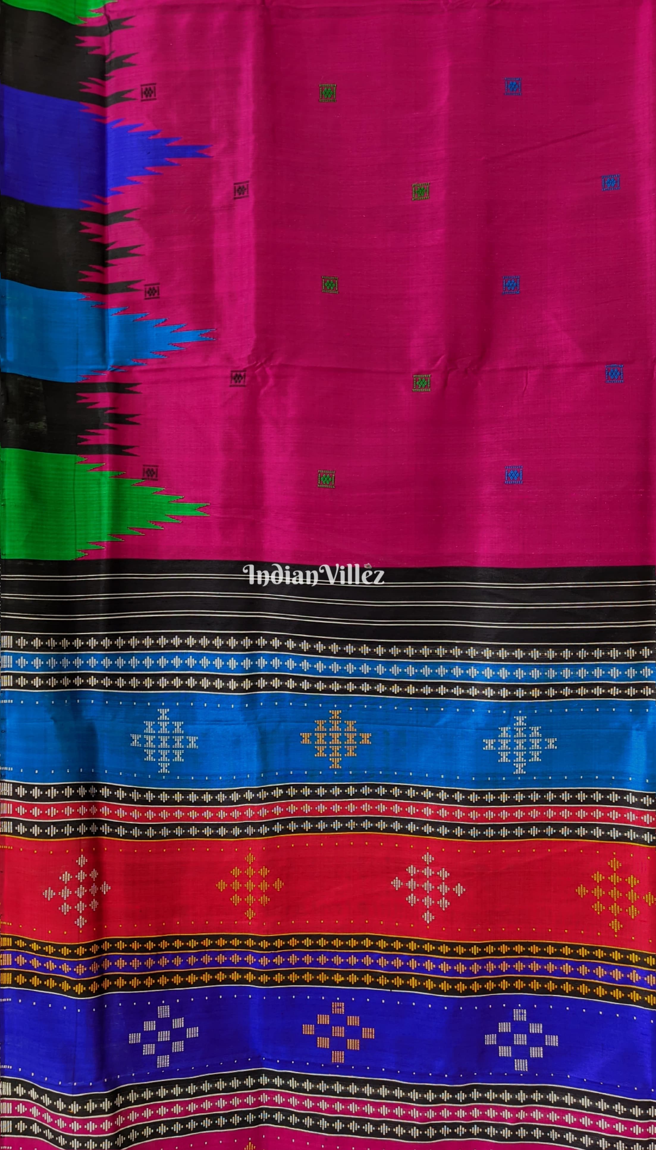 Rani Double Pallu Phoda Kumbha Berhampuri Silk Saree