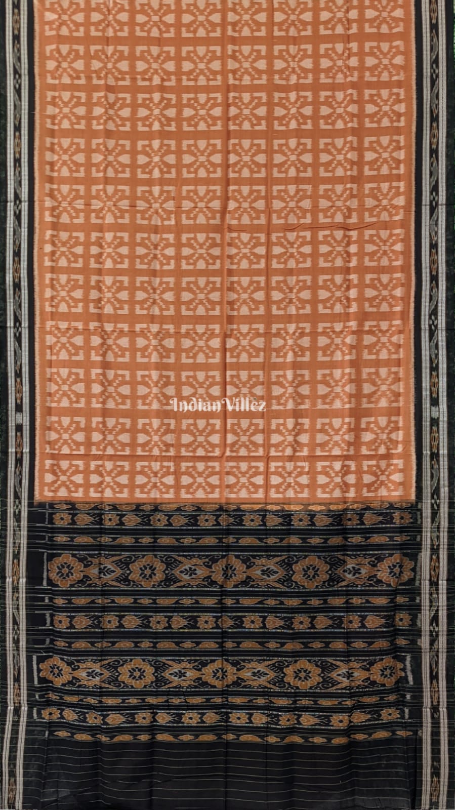 Peach Maniabandha Odisha Ikat Cotton Saree