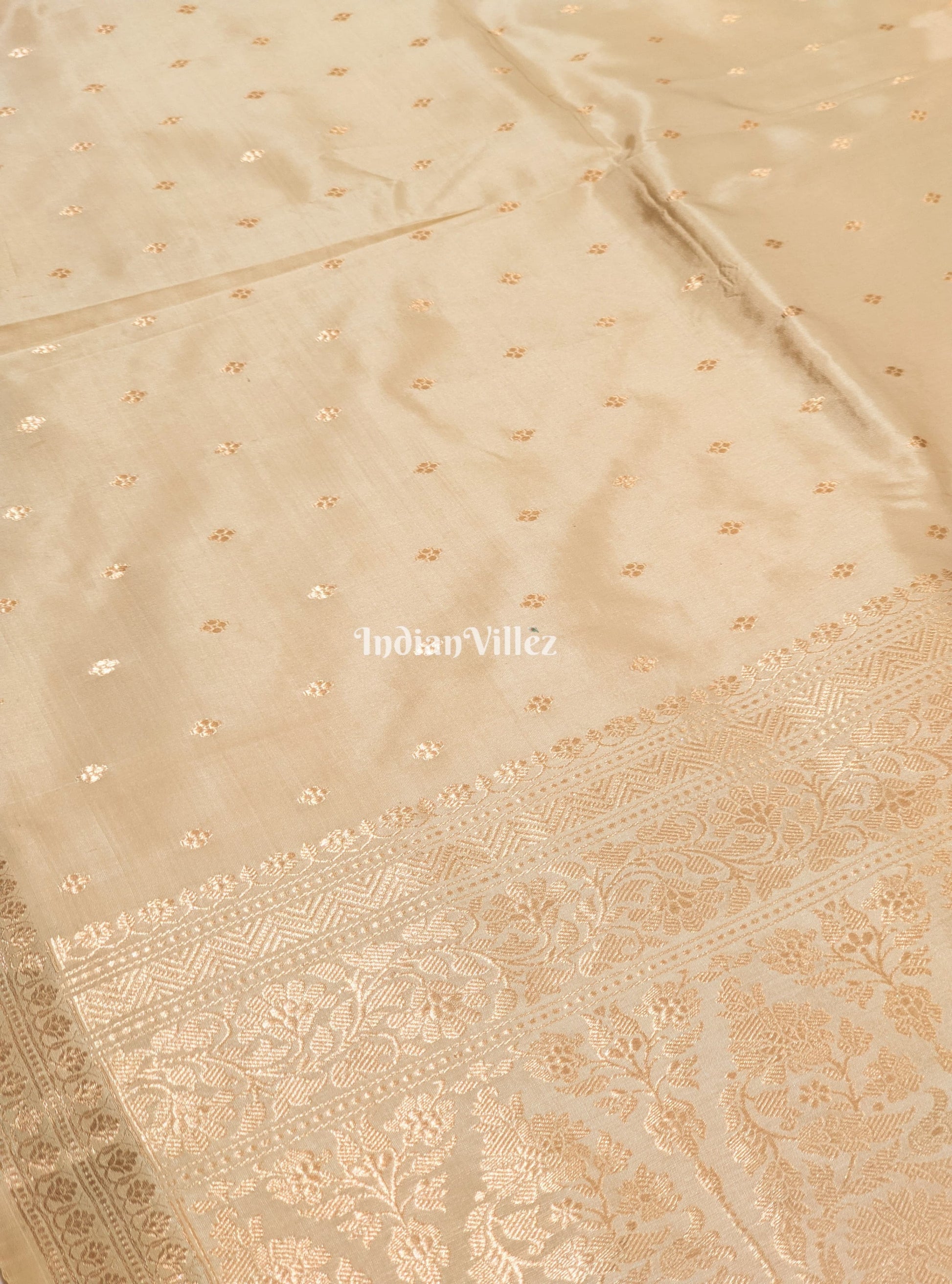 Cream Color Banarasi Katan Silk Saree