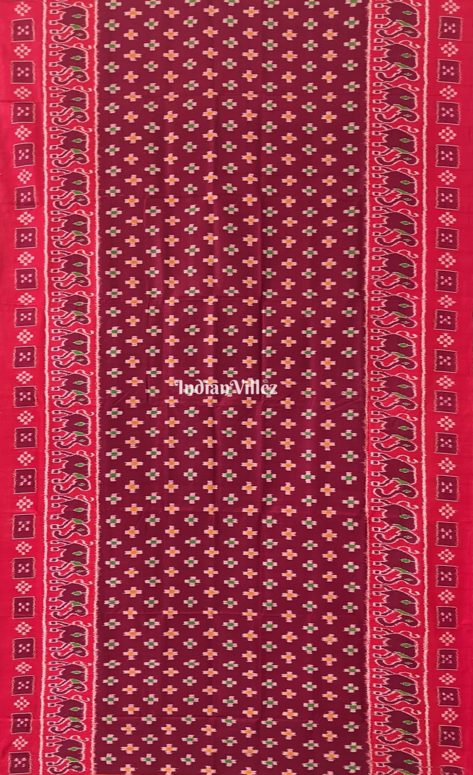 Red Pasapali Odisha Ikat Contemporary Silk Saree