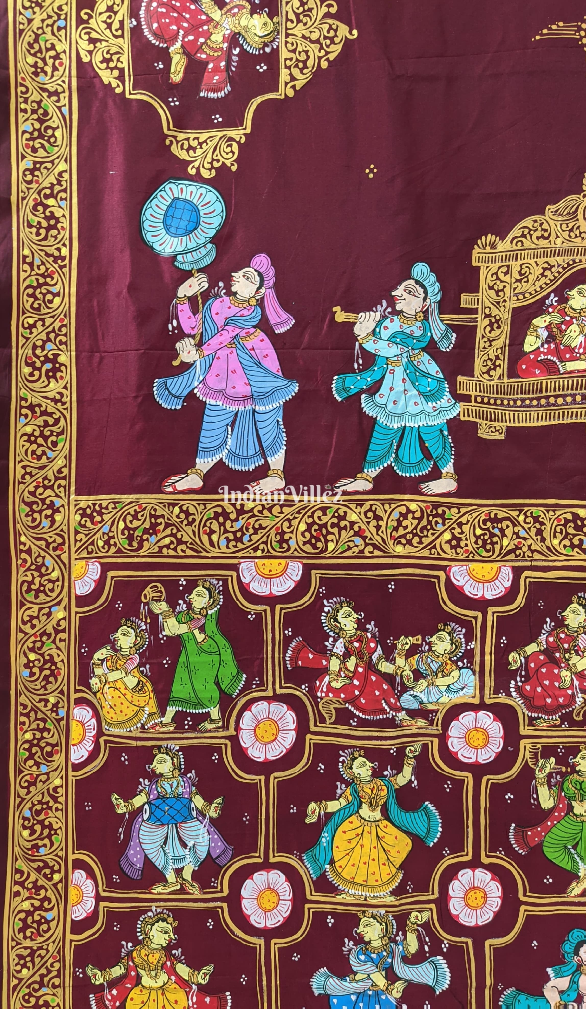 Maroon Doli Barat & Nartaki Theme Pattachitra Silk Saree