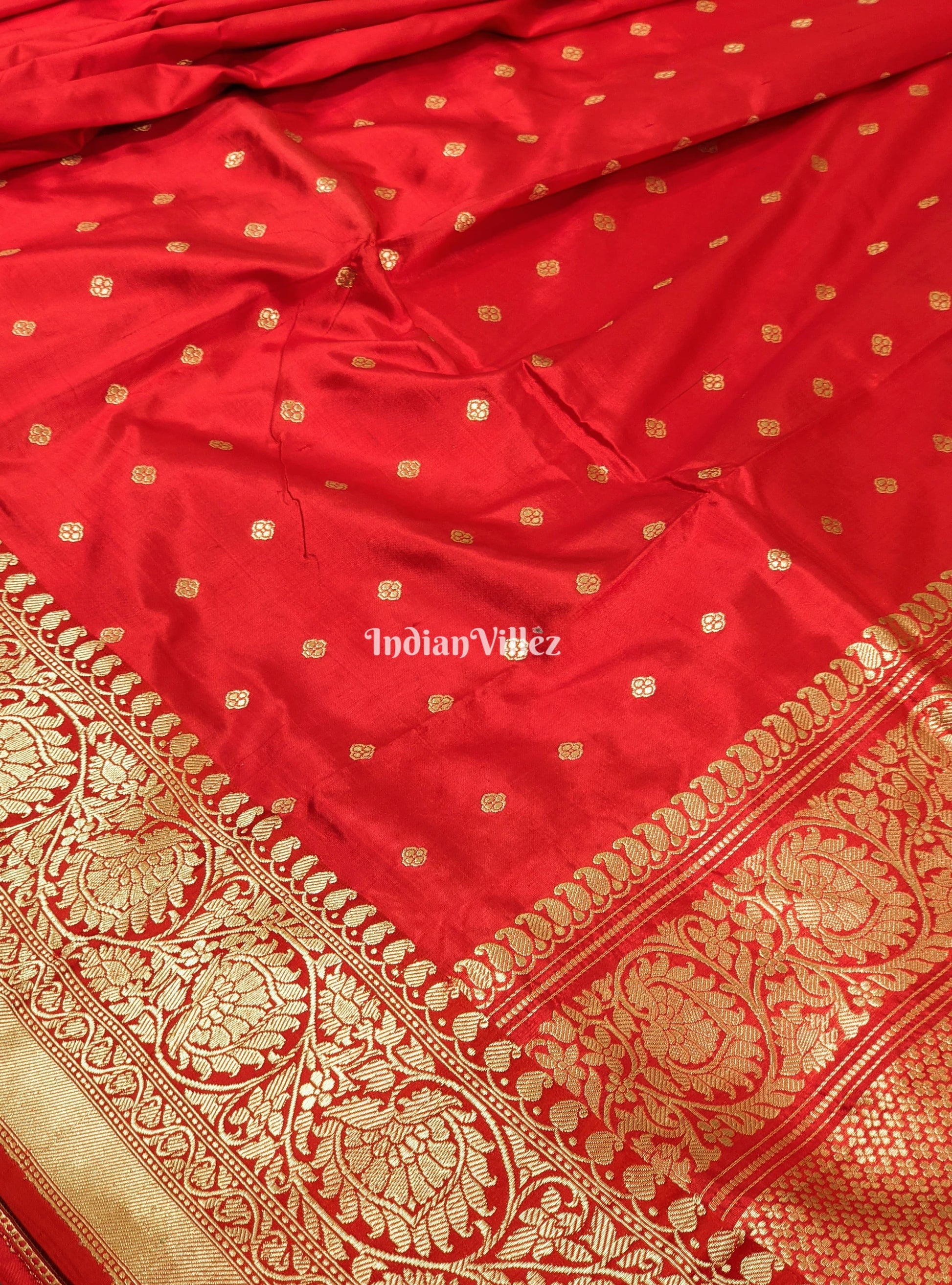 Red Banarasi Pure Katan Silk Saree