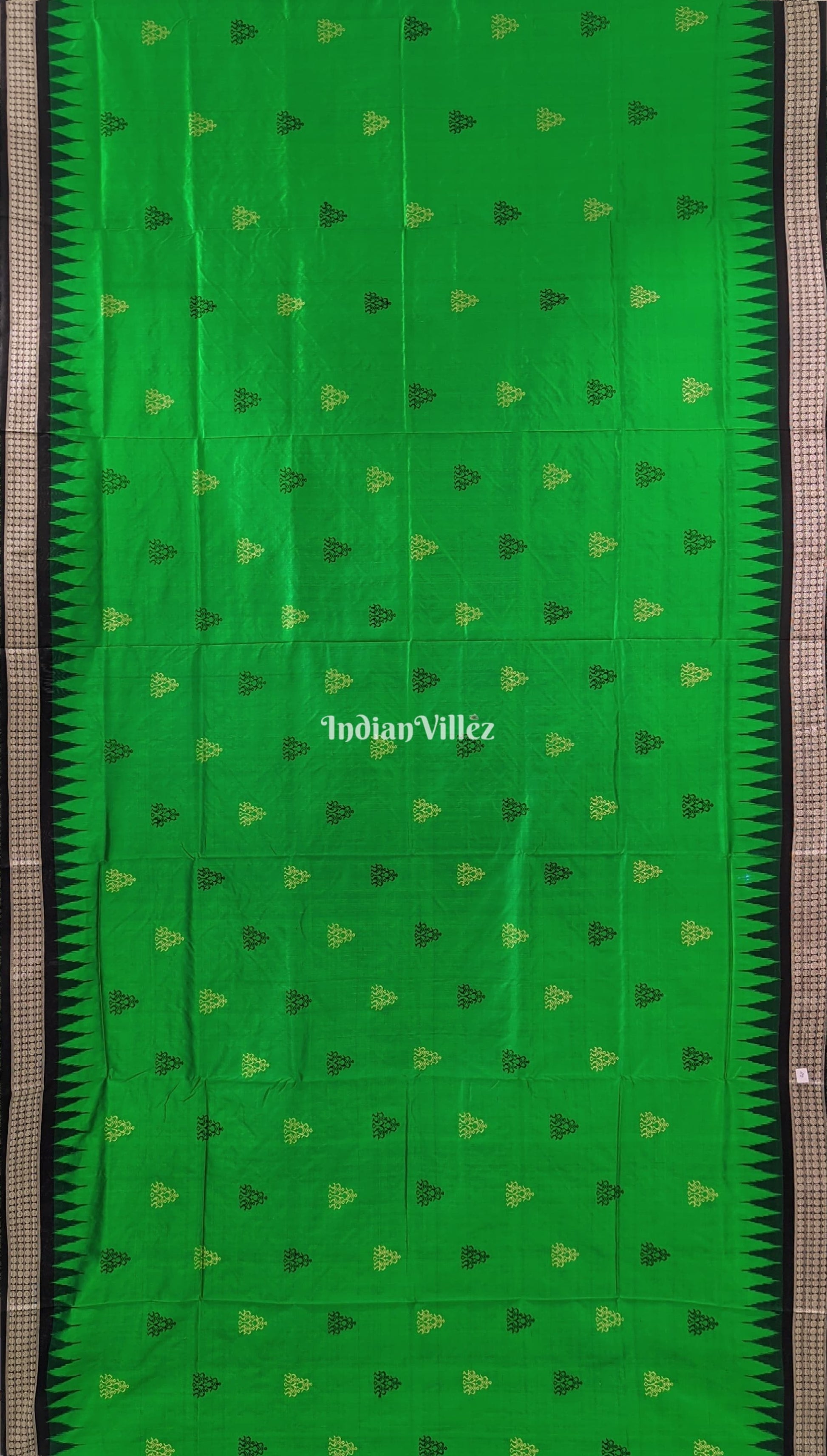 Green Tribal Theme Sambalpuri Bomkai Silk Saree