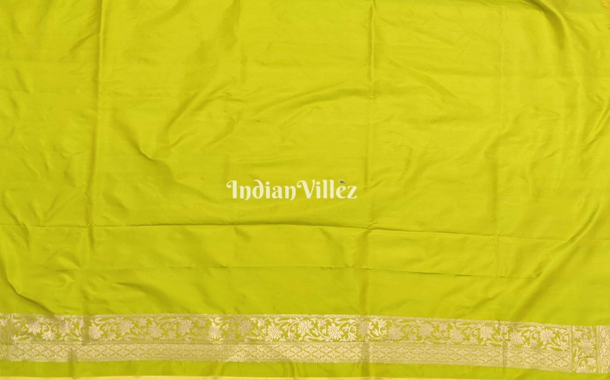 Lime Green Designer Banarasi Katan Silk Saree