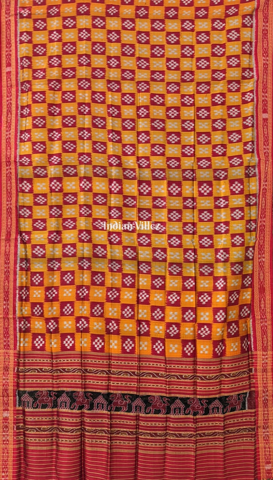 Yellow Pasapali Theme Khandua Silk Dupatta