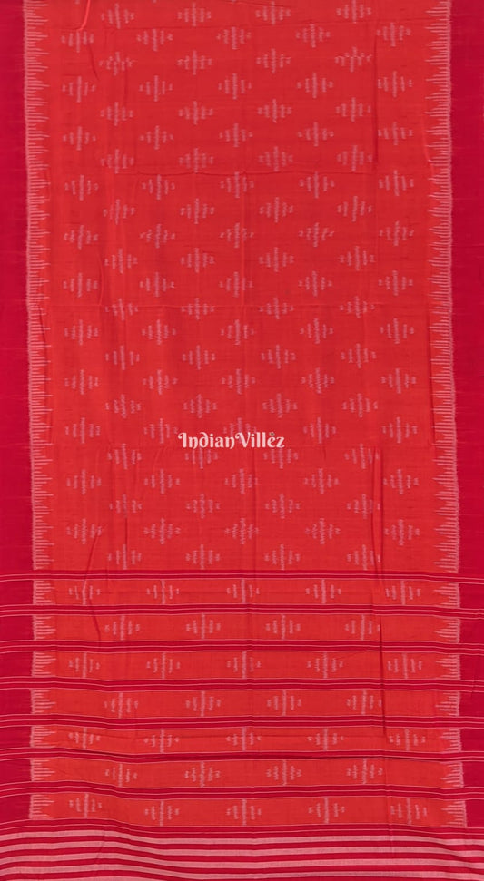 Orange Odisha Ikat Sambalpuri Cotton Saree with Tassel