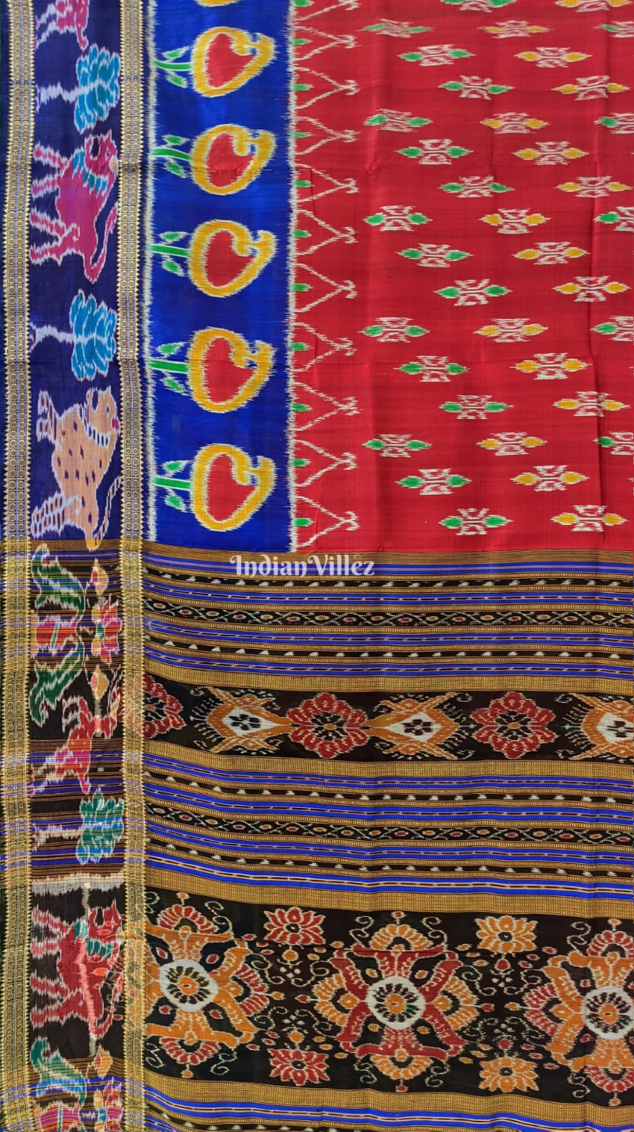 Red Odisha Ikat Khandua Silk Saree