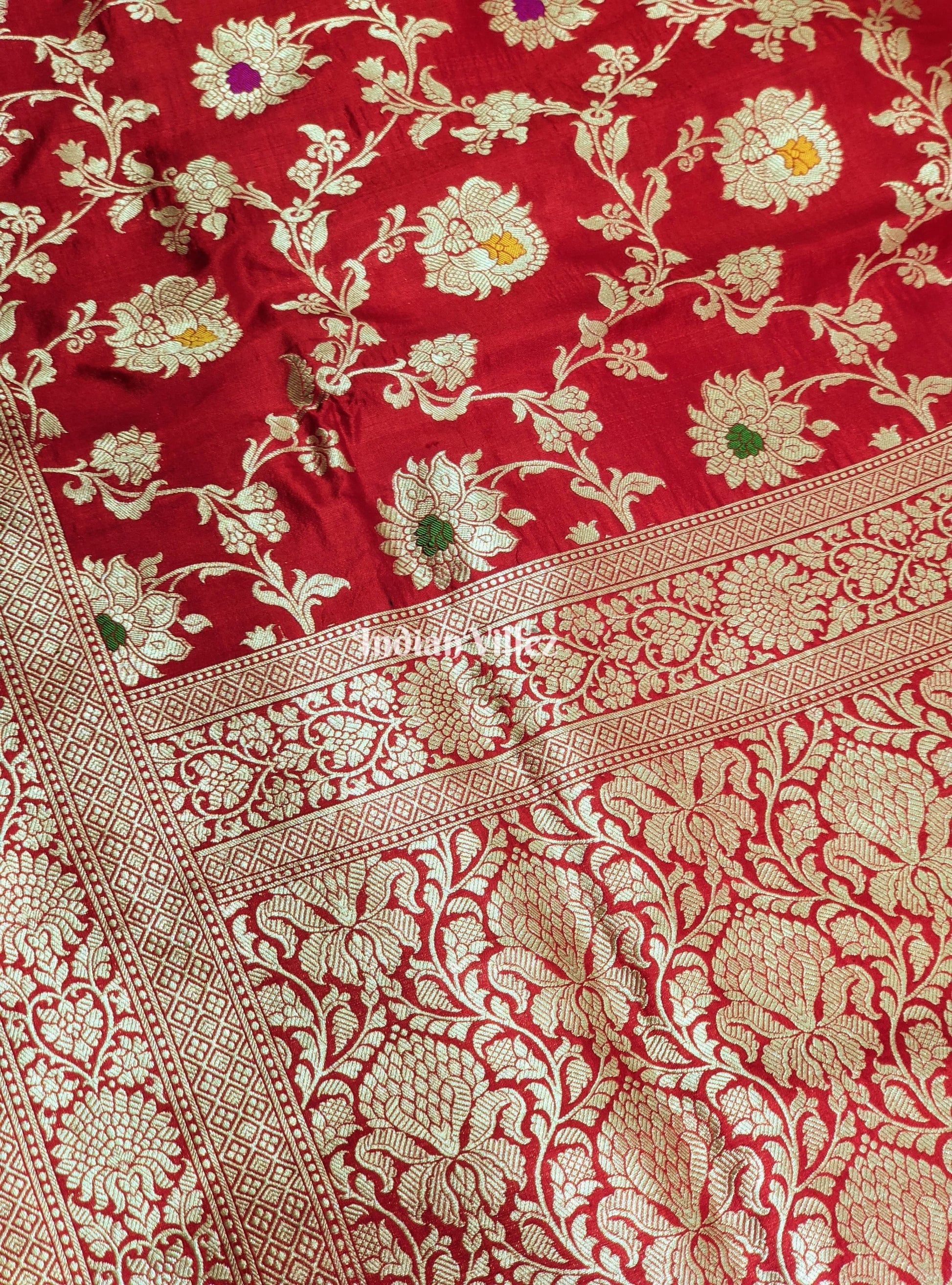 Red Designer Banarasi Meenakari Katan Silk Saree