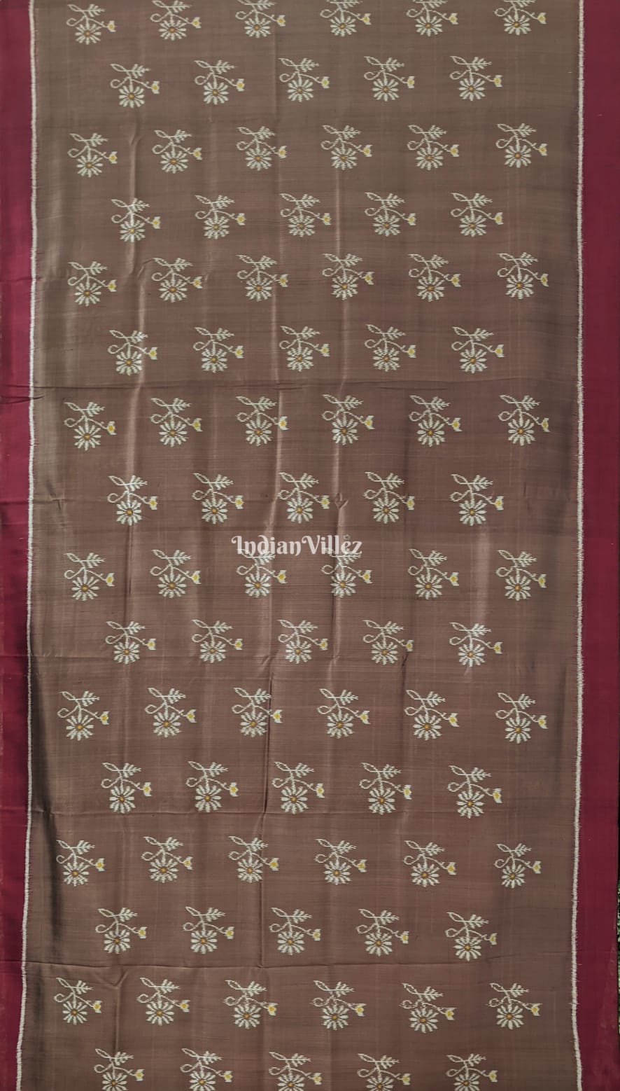 Mouse Grey Flowers Design Odisha Ikat Contemporary Silk Saree