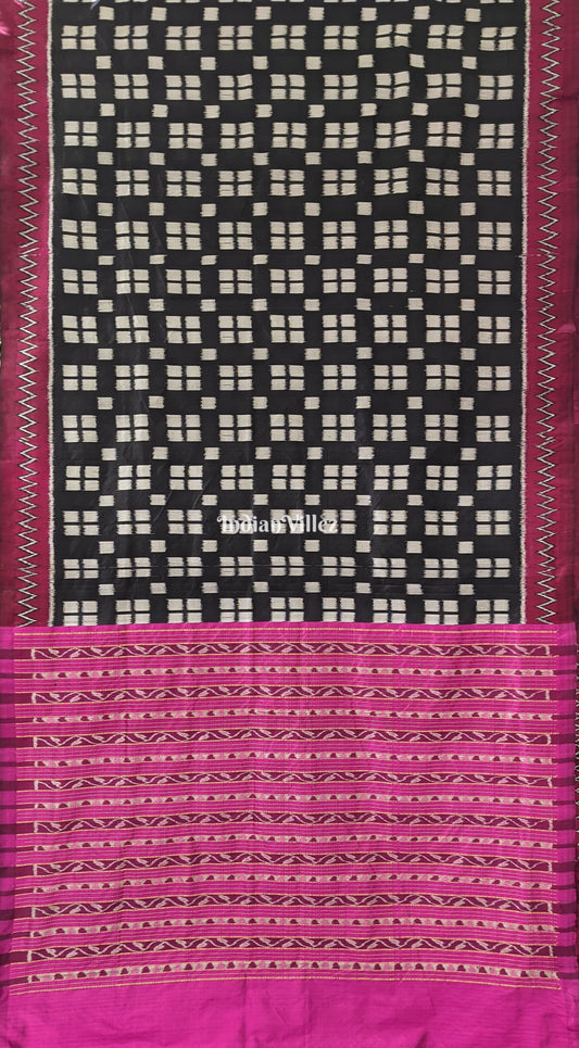 Black Maroon Odisha Ikat Contemporary Silk Saree