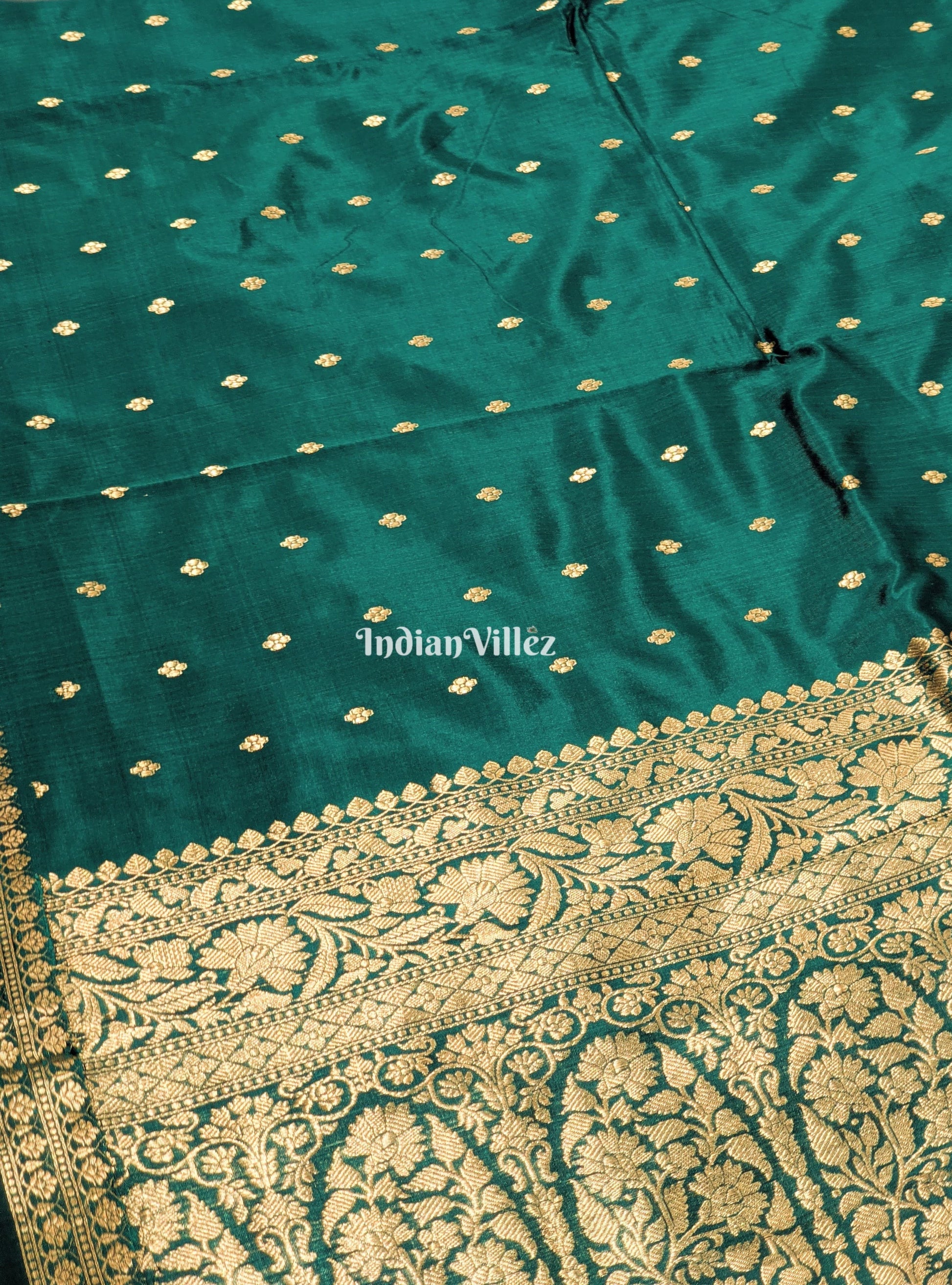 Bottle Green Handwoven Banarasi Katan Silk Saree