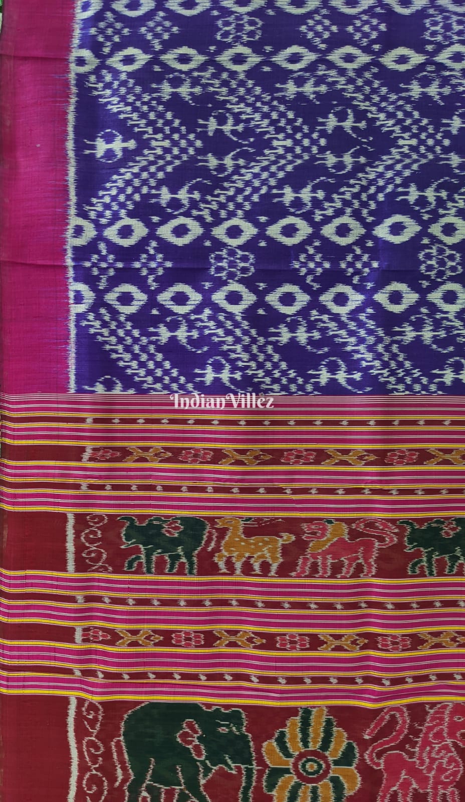 Russian Violet Border Tribal Contemporary Silk Saree