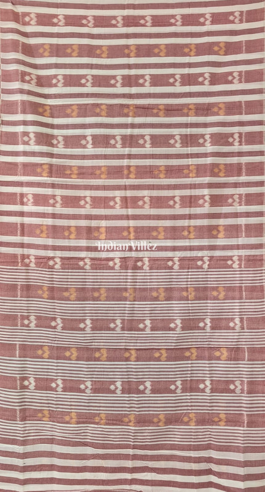 Blush Pink White Lining Sambalpuri Cotton Saree