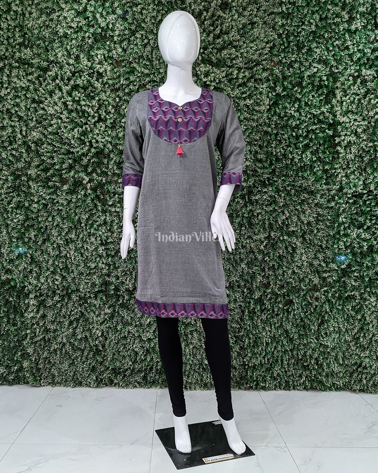 Grey Odisha Ikat Designer Cotton Kurti for Women