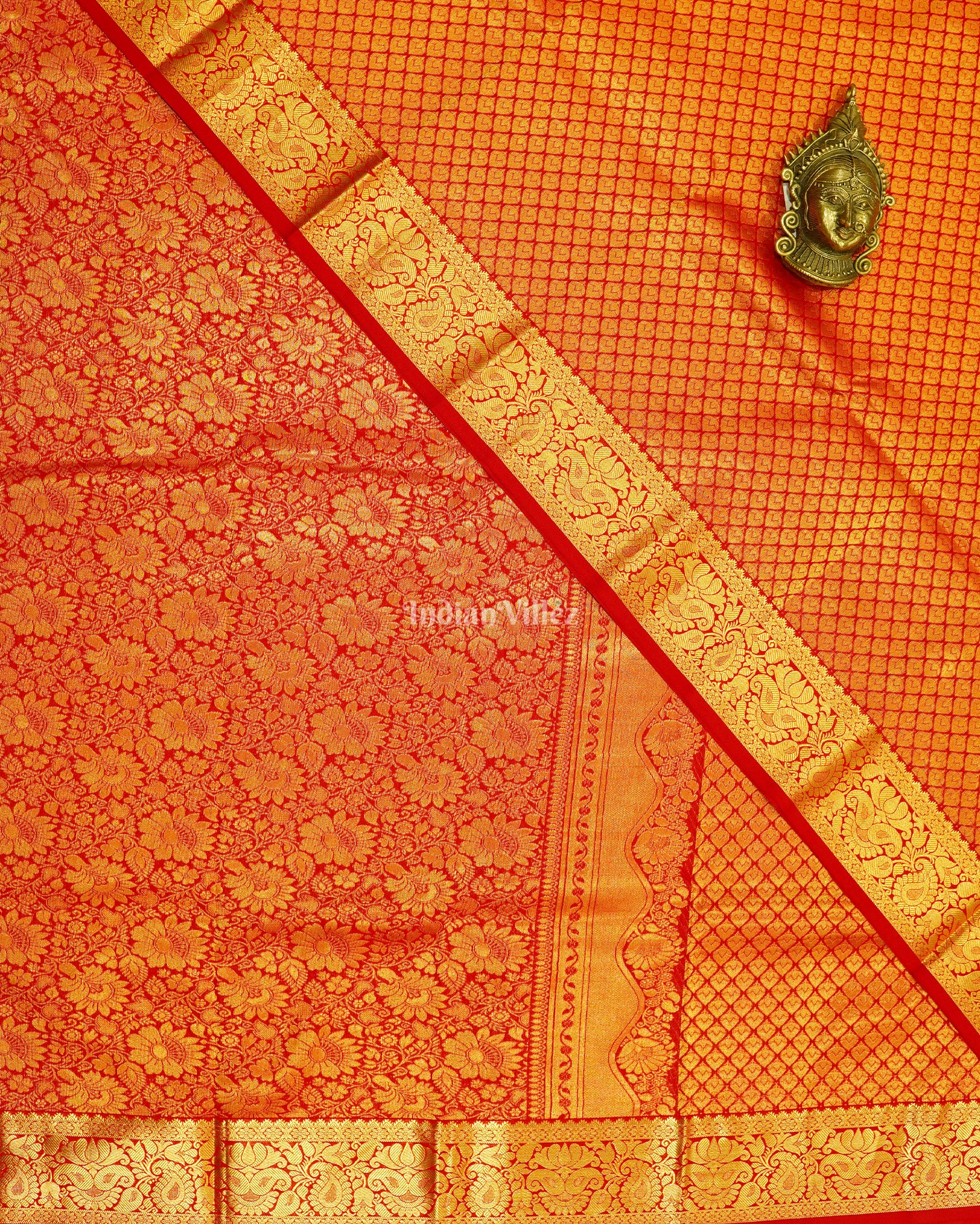 Red With Golden Pure Kanjivaram Silk Saree