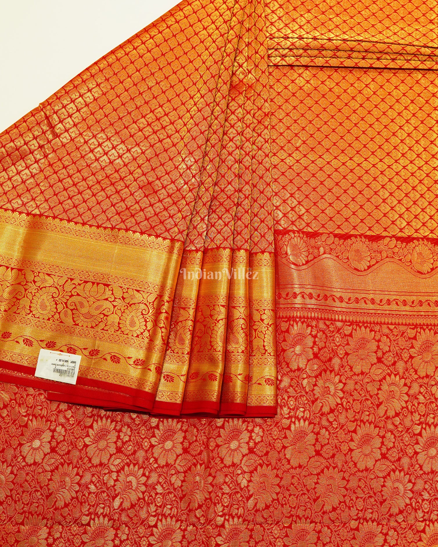 Red With Golden Pure Kanjivaram Silk Saree