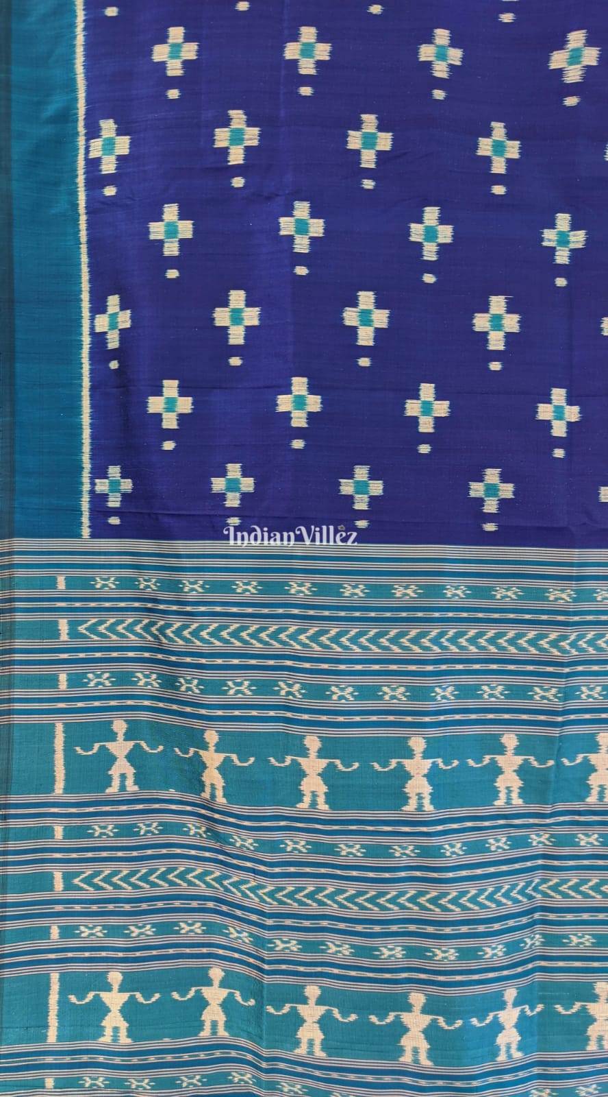 Navy Blue Paspali Odisha Ikat Contemporary Silk Saree