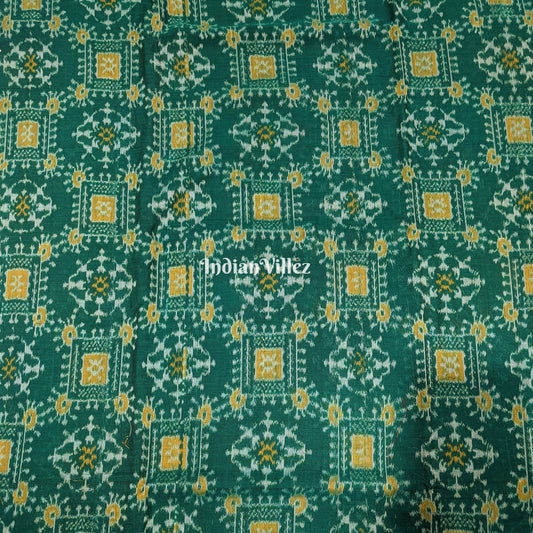 Bottle Green Tribal Jhoti Design Sambalpuri Ikat Cotton Fabric