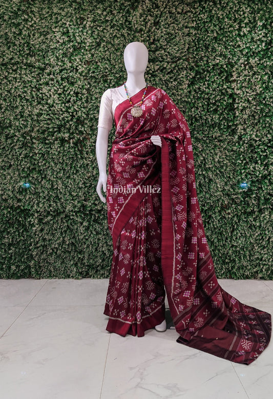 Dark Maroon Pasapali Contemporary Silk Saree