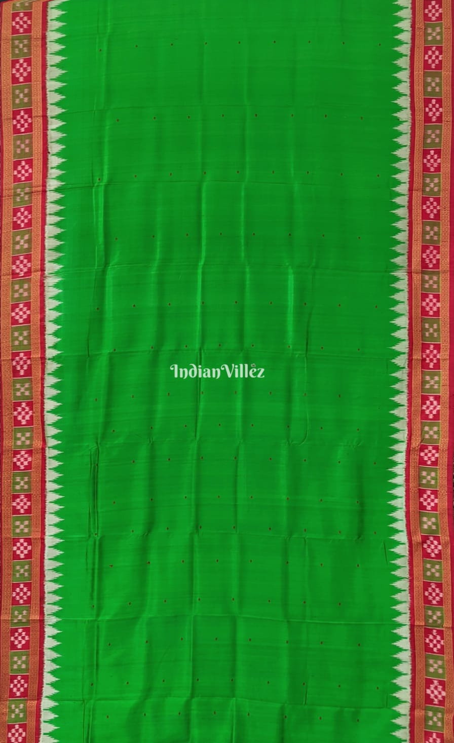 Green Red Border Pasapali Khandua Silk Saree