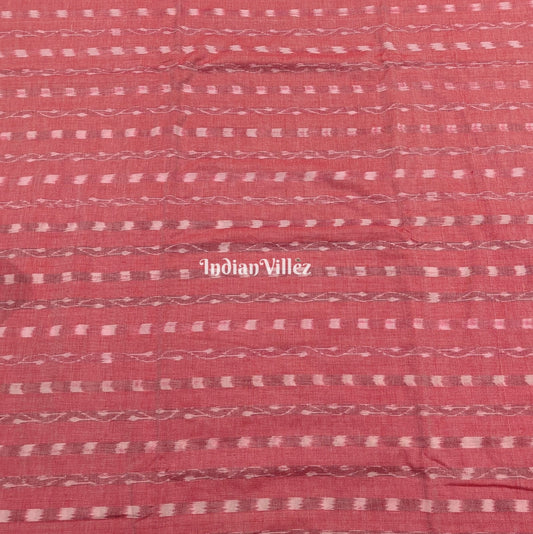 Peach Tipa Design Sambalpuri Ikat Cotton Fabric