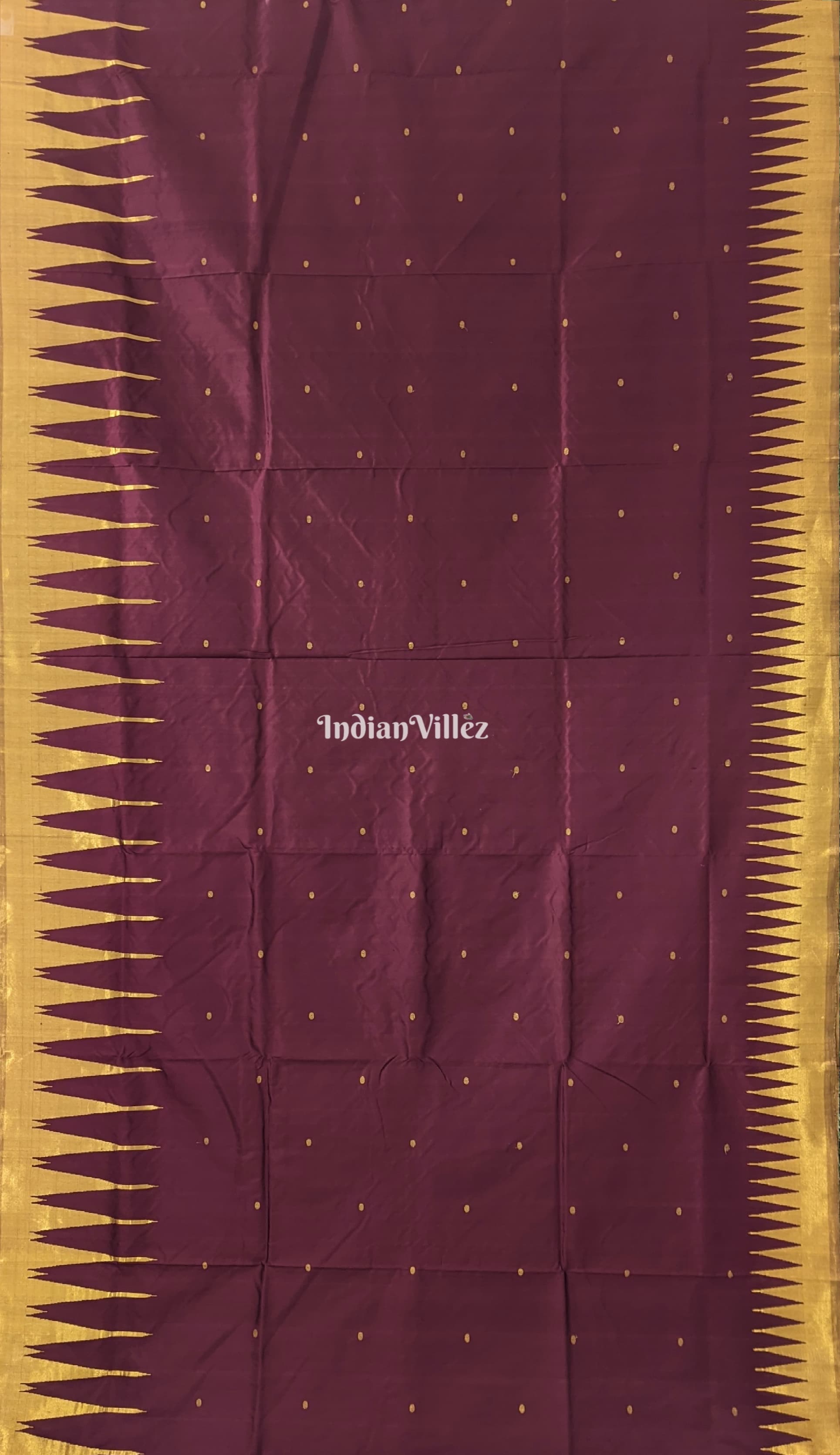 Deep Maroon with Golden Zari (Tissue) Phoda Kumbha Sambalpuri Silk Saree