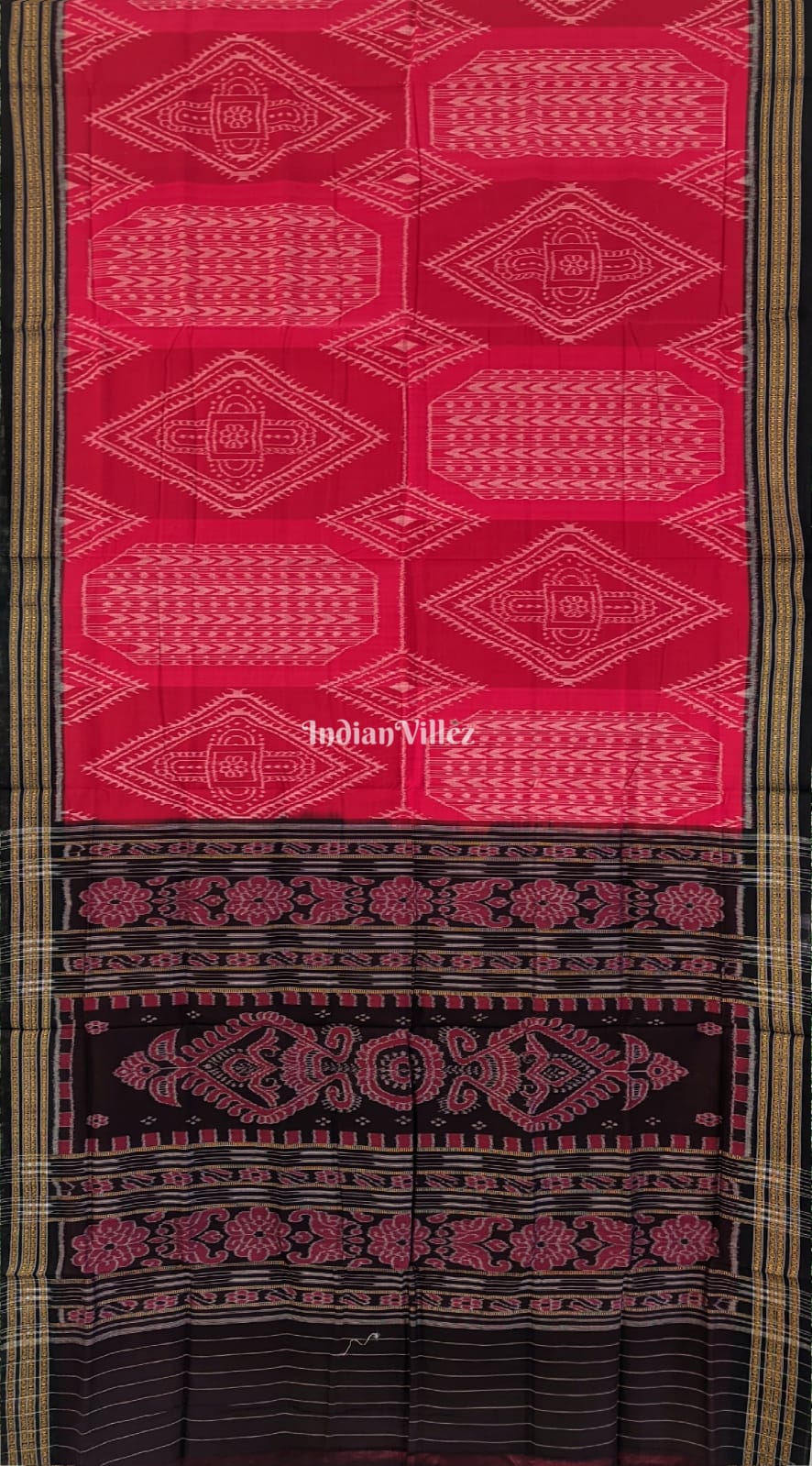 Red Odisha Ikat Sambalpuri Cotton Saree