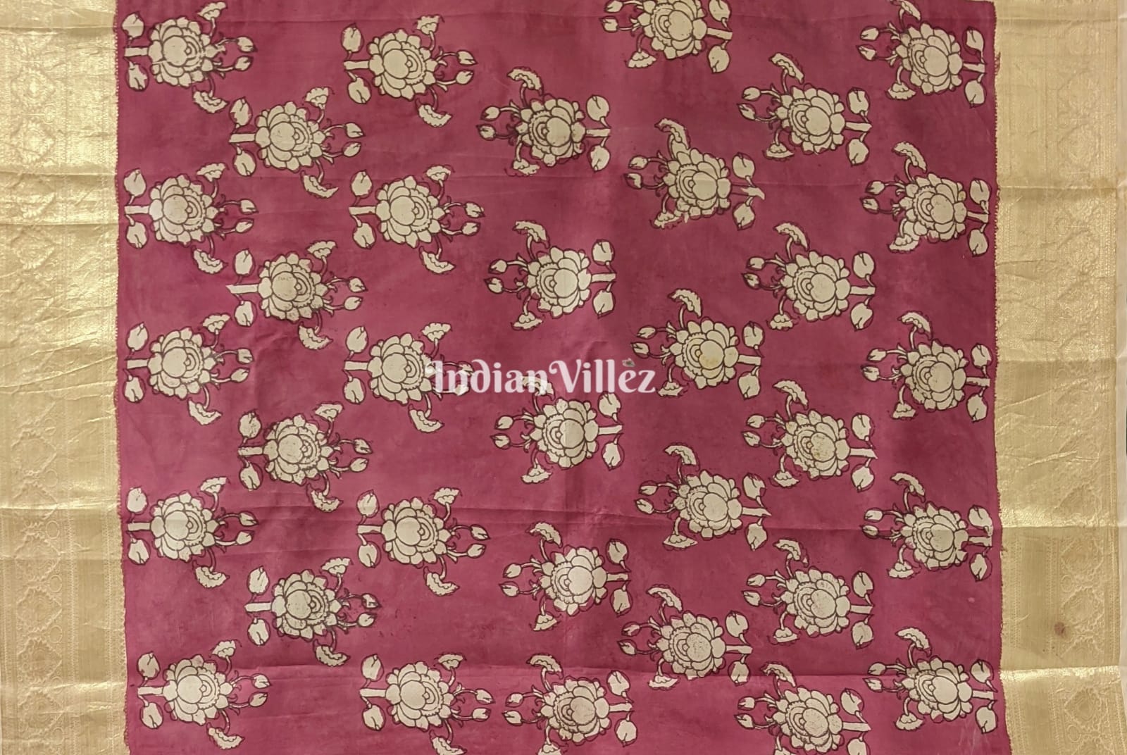 Multicolour Hand-Painted Kanjivaram Silk Kalamkari Saree