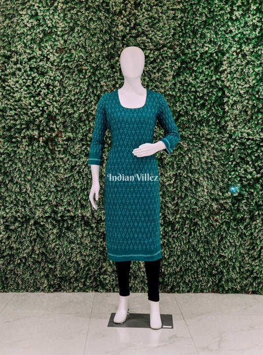 Teal Green Odisha Ikat Sambalpuri Cotton Kurti